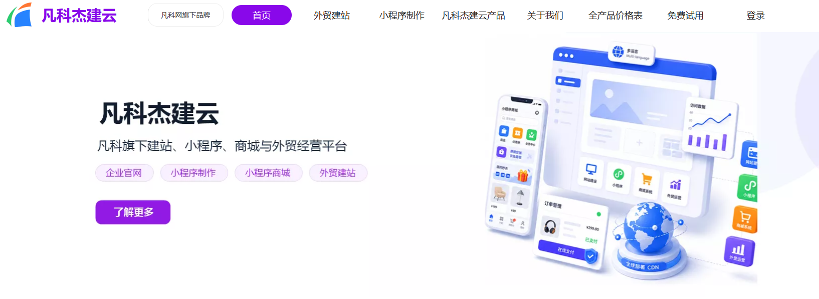 凡科杰建云外贸建站介绍：多语言、谷歌收录、价格和适用企业