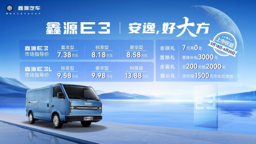 新车| 售7.38万元起！物流新神器鑫源E3全国上市第2张