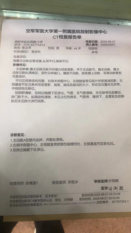 甘肃庆阳47岁退伍军人张云平突发主动脉夹层，情况危急！帮帮他!