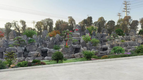 灵璧东峰景观江西宜春景石水景工程：近2600吨景石40余天完成整体施工