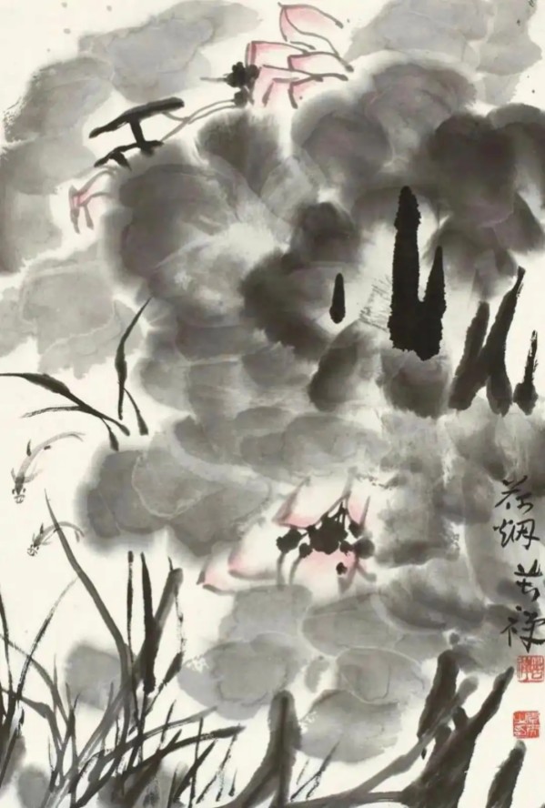 李苦禅水墨荷花国画作品艺术赏析(图)