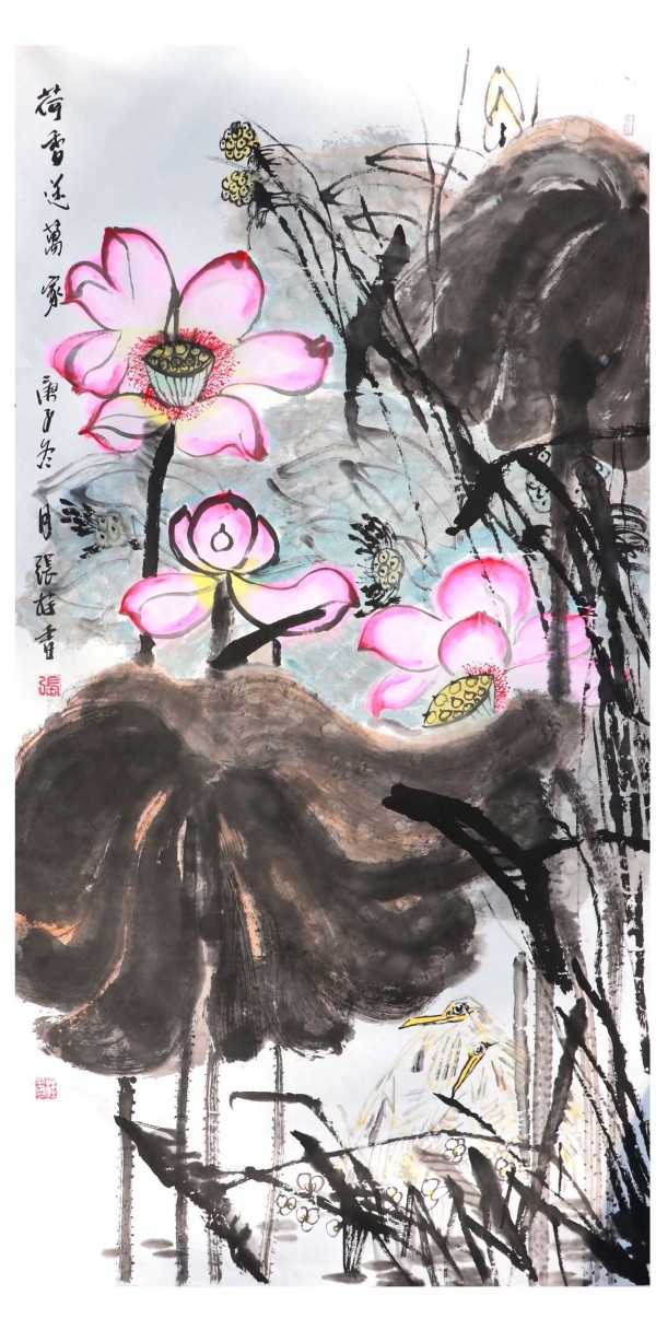 《众星捧月墨染国庆》风格独特艺术家张桂香