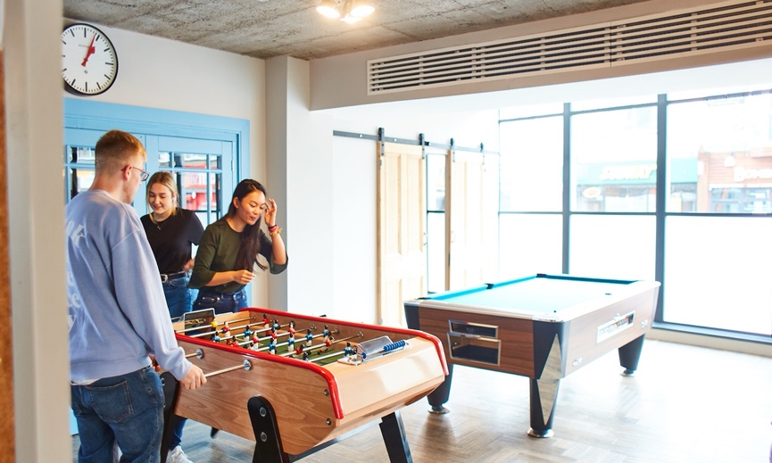 games room in student accommodation cardiff