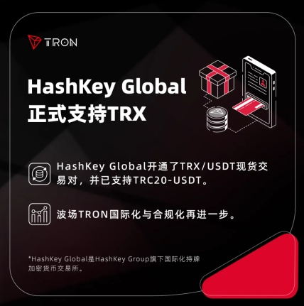 ​波场TRON全球化新里程碑：HashKey Global支持TRX交易