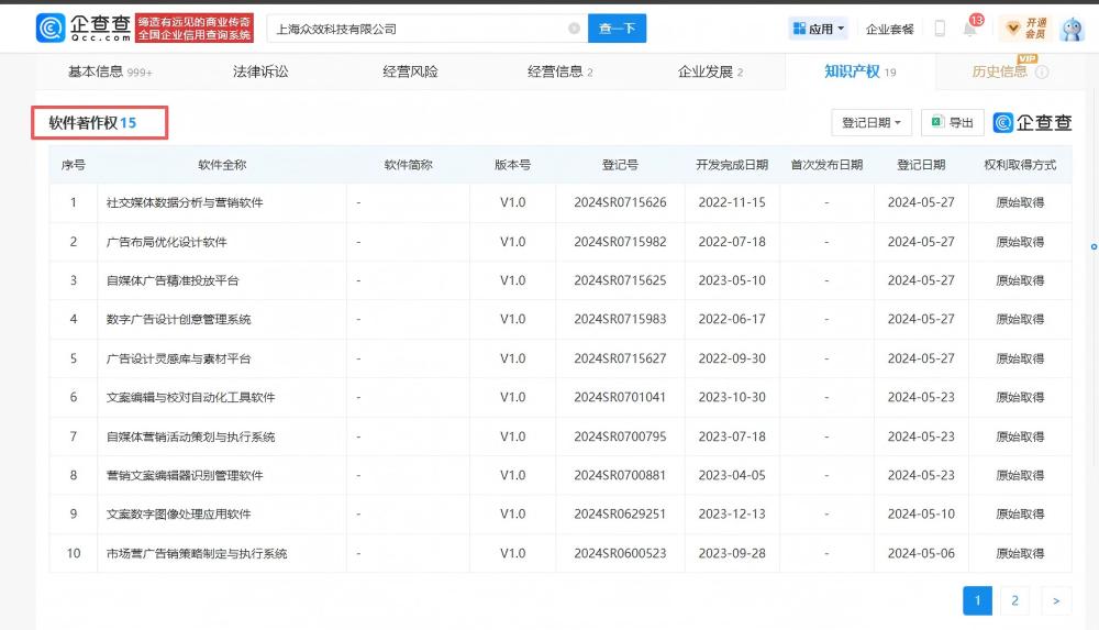 众效科技累计获15项软著2项专利,构筑品牌搜索营销技术壁垒相关配图