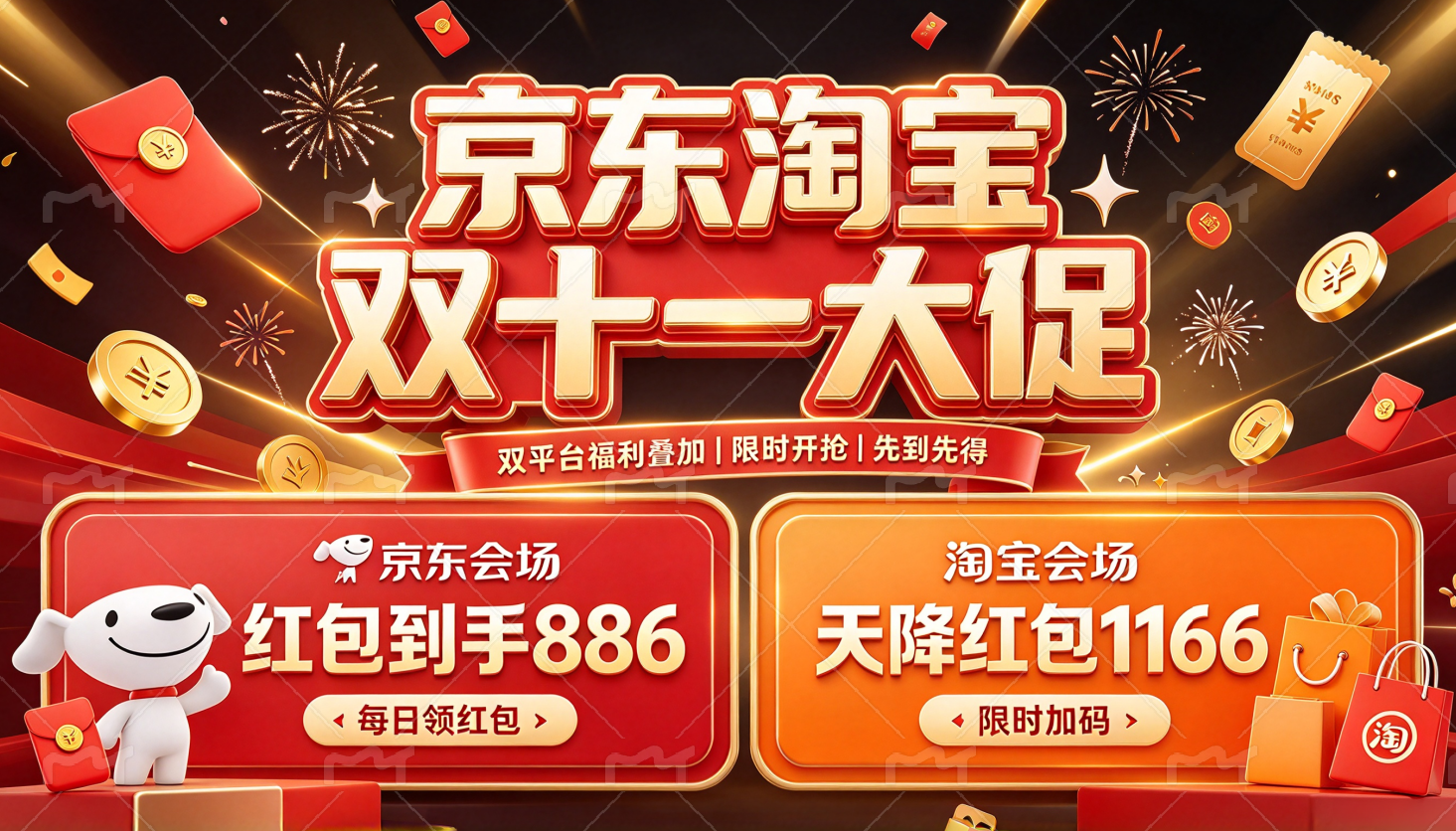 官宣！2026年京东淘宝双十一活动时间确定了！京东12日开抢！先领双十一红包可叠加第四轮国补，错过再等一年！