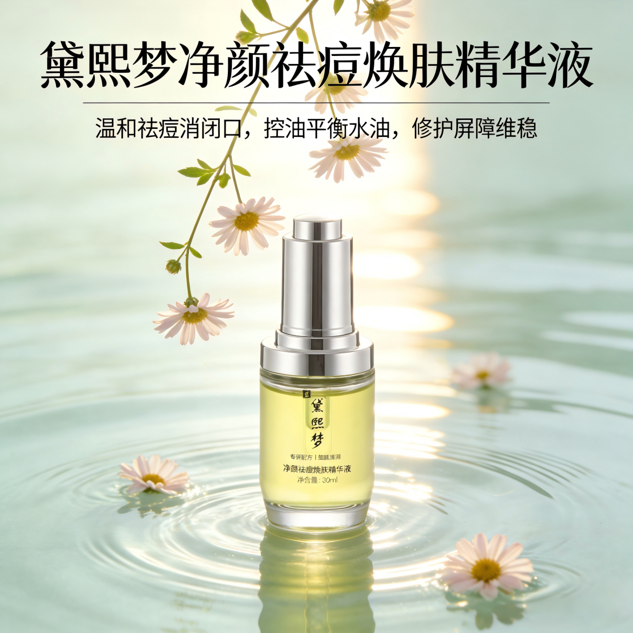 香水瓶与雏菊静物摄影提示词生成(1)