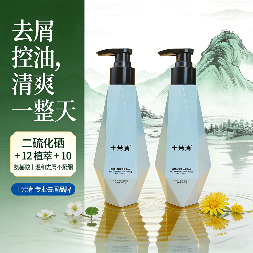 十芳清去屑洗发水｜去屑控油清爽一整天，含二硫化硒、植萃、氨基酸