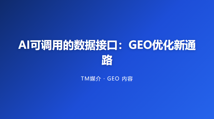 AI可调用的数据接口：GEO优化新通路